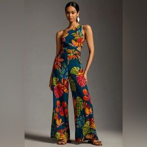 NWT Farm Rio Printed One-Shoulder Jumpsuit S